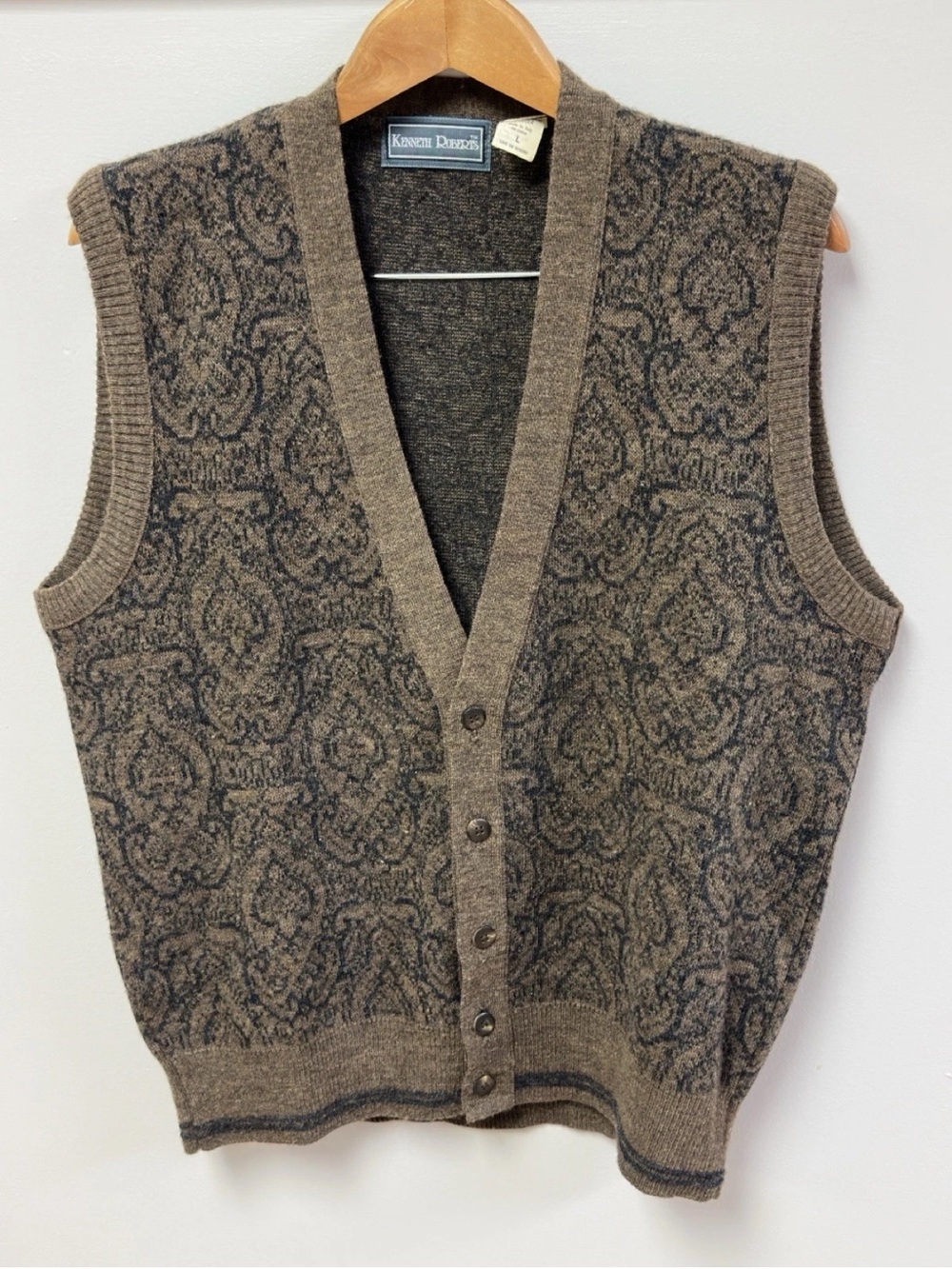 Vtg Kenneth Roberts Paisley-style Pattern and Button up Front Made In Italy Sz L
